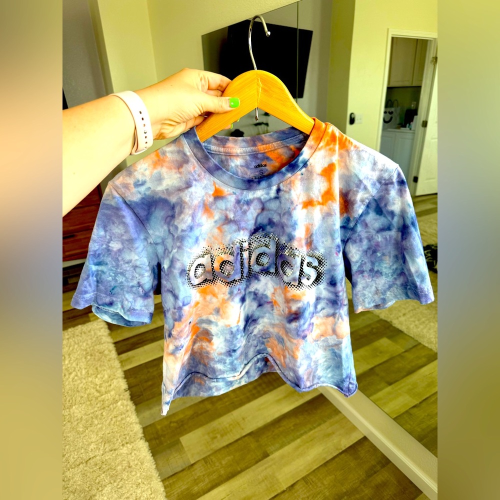 Adidas tie dye cropped t shirt